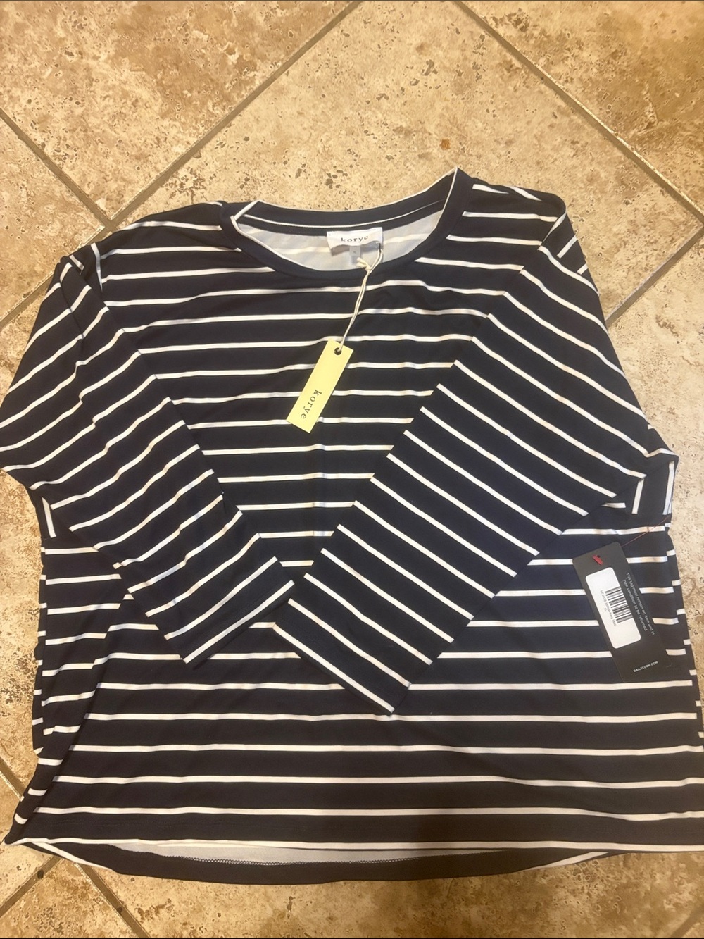 Korye women’s Navy & White Striped Long-Sleeve top